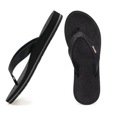 Imagem de ONCAI Chinelo feminino tapete de ioga confortável sandália de praia com suporte de arco, Preto, 37