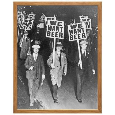 Imagem de Pôster de cerveja vintage emoldurado da Lei Seca 28x36cm - Decoração a