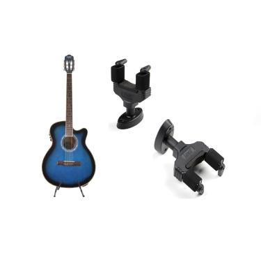 Imagem de Kit Violão Land Eletrico Nylon Azul + Suporte De Parede