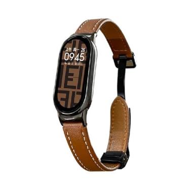 Imagem de Pulseira para Xiaomi Mi Band 10, 9 e 8, pulseira de substituição em couro legítimo, correia magnética ajustável, acessórios para Xiaomi (Marrom, Mi Band 8)