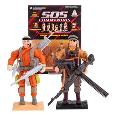 Imagem de Boneco Bonequinho SOS Commandos x Terror J.Dean + Jackall Cartela com 2 Figuras e Acessórios Colecionável Original Gulliver