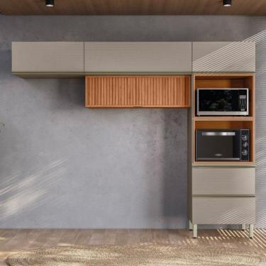 Imagem de Cozinha 270cm Aéreo Ripado 3 Peças Proença - Demóbile