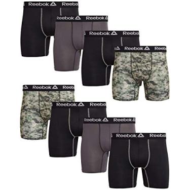 Imagem de Cueca boxer masculina Reebok Performance com bolsa confortável (pacote com 8), Green Camo, Small
