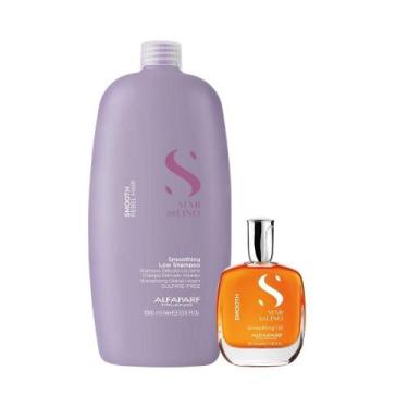 Imagem de Alfaparf Semi Di Lino Smoothing Rebel Hair Shampoo 1000ml + Óleo Capil