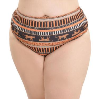 Imagem de Calcinha Biquini Tanga Plus Size Laço Lateral Arsiè, 48, Laranja, Roxo