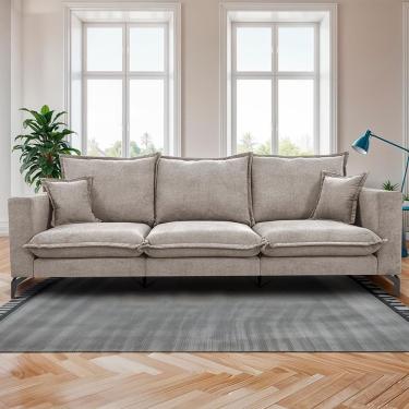 Imagem de Sofá 3 Lugares Modular Boma. 2,40m Boucle Sofá Inbox Bege Claro