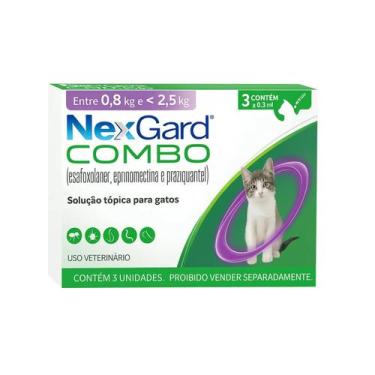 Imagem de NexGard Combo Para Gatos 0,8 a 2,5 Kg Antipulgas, Sarna e Vermes  3 Ap
