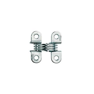 Imagem de SOSS Dobradiça invisível de zinco 314 com furos para aplicações de metal, tipo de montagem de armário de metal, acabamento externo cromado acetinado (pacote com 2)