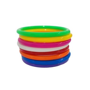 Imagem de DATOA Conjunto de 8 peças de pulseiras de acrílico neon para mulheres, pulseira colorida, retrô, anos 80, 90, acessórios para festa de Halloween, joias, 7, Acrílico, Sem Pedra Preciosa