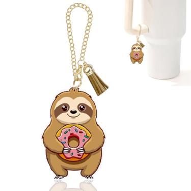 Imagem de Ldntly Acessórios de copo Stanley Donut preguiça, pingentes Stanley para alça de garrafa de água, chaveiro de preguiça, presentes para mulheres, mãe, irmã, amiga, aniversário, mochila de decoração