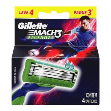 Imagem de Refil para Aparelho de Barbear Gillette Mach 3 Sensitive 4 Unidades