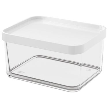 Imagem de Pote Plástico Transparente Clear Grande De 1 Litro Tampa Branca - 20767-0007 - Coza