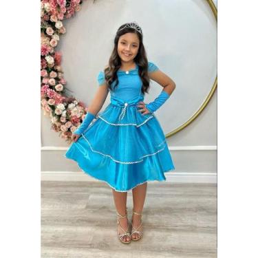 Imagem de Fantasia Infantil Princesas Frozen Anna e Elsa com Luvas para Festas e