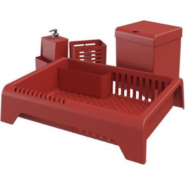 Imagem de Kit Organizador 4 Pçs Pia Cozinha Smile Dispenser Escorredor - Stolf, 