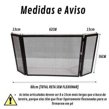Imagem de Tela Proteção Grade Lareira Ouro Envelhecido 13+62+13x36cm - INOX LAUR