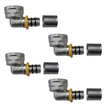 Imagem de Kit 4 Conexão Joelho Cotovelo Para Gás 90 16Mm Rf 1/2`` Pex