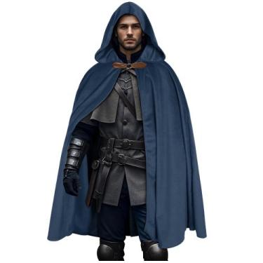 Imagem de Capa medieval com capuz L'VOW Velvet Renaissance Cloak Blue