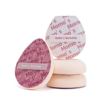 Imagem de Esponjas de maquiagem momo's workshop Pink Denim, 2 peças com estojo d