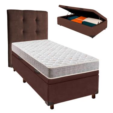 Imagem de Kit Cama Box Bau + Cabeceira + Colchão Solteiro D33 - D33 - Inducol