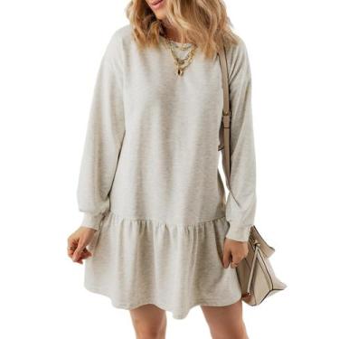 Imagem de Vestido de moletom feminino BLENCOT, tricotado, branco, outono de 2024