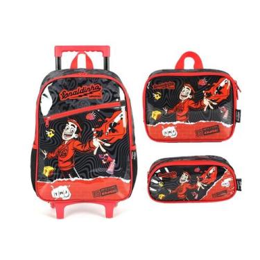 Imagem de Kit Mochila Rodinha Enaldinho Lancheira Estojo 2026 Preto Enaldinho Yo
