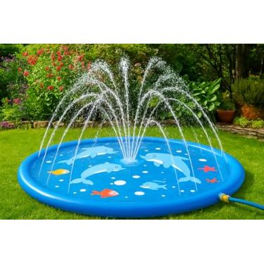 Imagem de Piscina Chafariz Infantil e Pet 170cm - Sprinkler Wading Pool - Tapete de Água Antiderrapante para Diversão ao Ar Livre - Material PVC Ecológico e Seguro Diversão Refrescante de Verão
