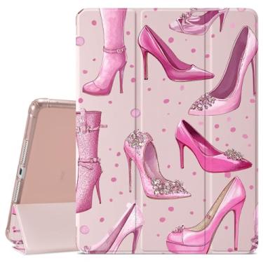 Imagem de VibrantFruitique Capa Fancy Girl para iPad Air de 13 polegadas (M3) 2025 / (M2) 2024 / iPad Pro 12,9 polegadas 2022/2021 rosa de salto alto, suporte para lápis, traseira transparente e capa com