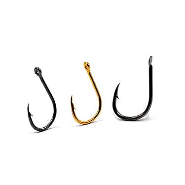 Imagem de Ganchos de pesca 500 peças anzóis de pesca de aço de alto carbono tamanho misto anzol # 3 ~ 12 caixa gancho de isca de jigging preto dourado farpado com furos anzóis (cor: A estilo 500 peças)