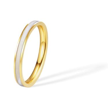 Imagem de munone Aliança de casamento artificial de madrepérola de 2 mm para mulheres e homens, anéis de ajuste confortável de titânio, 9, Metal, Sem pedra preciosa