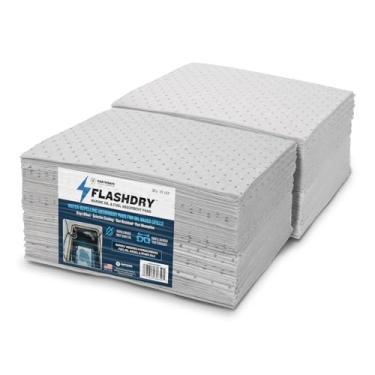Imagem de FLASHDRY Almofadas absorventes de derramamento de óleo e combustível marítimo - 44,5 cm x 34,3 cm, repelente de água, controle eficaz de derramamento, proteção marítima, alto desempenho, ecológico