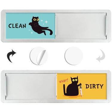 Imagem de MOIZYNG Ímã de lava-louças, placa suja limpa, ímã engraçado de gato preto limpo para máquina de lavar louça, máquina de lavar, forno de micro-ondas, geladeira, decoração de cozinha e acessórios