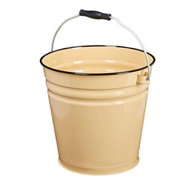 Imagem de Balde esmaltado em aço inoxidável 12,7 Qt/12 L, cor aleatória vintage esmaltado grande balde de água de gelo de metal com alça, balde de gelo antigo esmaltado para uso externo com alça