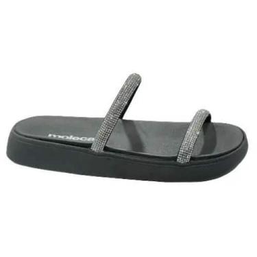 Imagem de Sandália Feminina Papete Moleca Brilho Preto Cristal 5469118, Preto, C