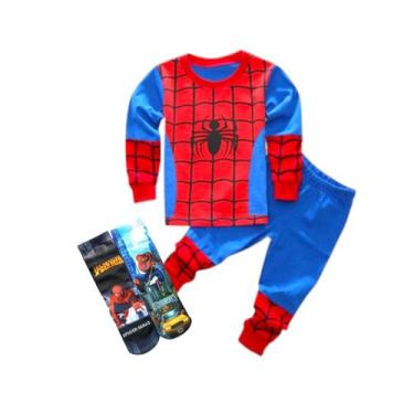 Imagem de Kit festa do Pijama Menino spider Manga Longa com meia - Petvipi, Verm