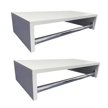 Imagem de Kit 2 Cabideiro Arara de Parede para Roupas 50cm Madeira MDF Guarda Roupa Closet Loja