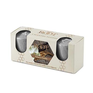 Imagem de Root Candles Velas votivas perfumadas mistura de cera de abelha premium votivas feitas à mão 20 horas, 3 unidades, tabaco baunilha