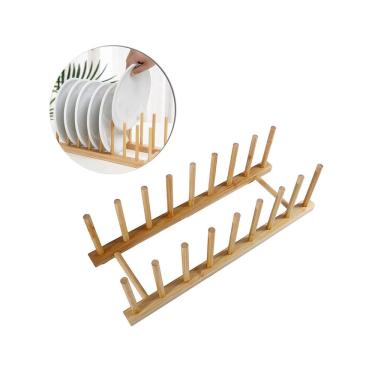 Imagem de Escorredor Secador De Pratos De Bambu Para 8 Pratos