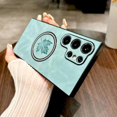 Imagem de YOGISU Capa magnética de couro retrô para Samsung S24 FE (para Samsung S24 FE/azul claro)