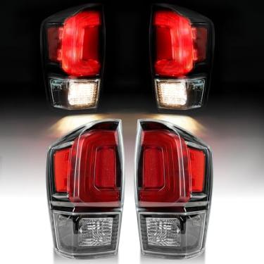 Imagem de MAYELLO Par de luzes traseiras pretas com lâmpadas adequadas para caminhões Toyota Tacoma 2016-2023, substituição Plug & Play