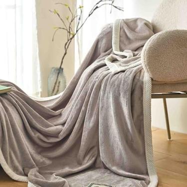 Imagem de JUSHZ Cobertor de lã com peso para cama adulto longo casal solteiro para sofá verão primavera outono inverno para viagens uso no escritório e como xaile (cinza, 200 x 230 cm)