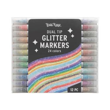 Imagem de Brea Reese: Marcadores de ponta dupla – Glitter 12 unidades – 24 cores brilhantes, qualidade profissional, tinta à base de água, materiais de arte para adultos, artesanato e scrapbook