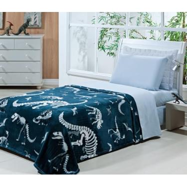 Imagem de Cobertor Manta Microfibra Solteiro 01 Peça (Toque Aveludado) (Dinossauro Skull)