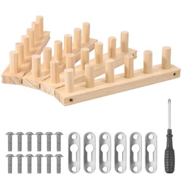 Imagem de Cobertor de fio grosso de 129 cm, tricô grosso com moldura de madeira, o comprimento pode ser ajustado livremente, superfície lisa sem rebarbas, ajuda a relaxar e aliviar o estresse, presente para