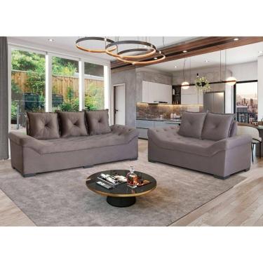 Imagem de Conjunto De Sofá 3x2 Lugares Cinza Italia Design Estofados