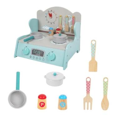 Imagem de Fenteer Conjunto de cozinha infantil, móveis de brinquedo de faz de conta, modelo educacional faça você mesmo para jardim de infância, fogão de cozinha de, Blue Set a
