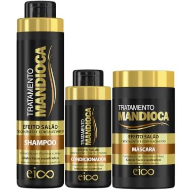 Imagem de Kit Mandioca Shampoo 800ml e Condicionador 450ml Máscara Hidratação 1Kg