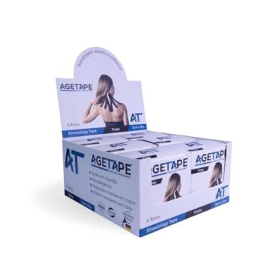 Imagem de Caixa 6 Rolos Agetape Kinesiology Tape - 5cm X 5m Preto