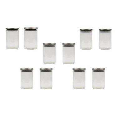 Imagem de Kit 10 Pote De Vidro Com Tampa Hermética Inox 900ml Multiuso - Climaco