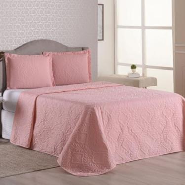 Imagem de Cobre Leito Luxo Matelado Queen-Casal-Solteiro-King - MELHOR CUSTO BENEFÍCIO(Casal 2,00m x 2,20m,rose)