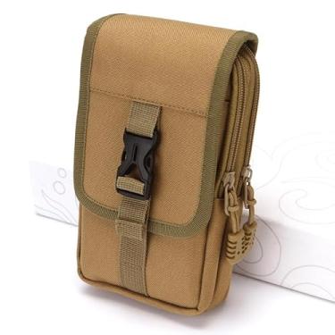 Imagem de Bolsa tática para celular Molle Bolsa coldre para smartphone, bolsa portátil para celular EDC, organizador de cartão com capacidade dupla, pacote de segurança, adequado para cinto de cintura, Kahki 10
